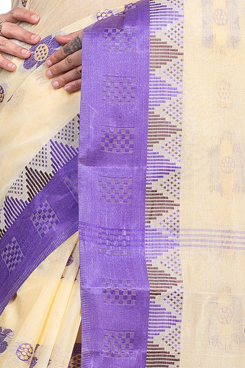 Violet Pure Cotton Palasful Tant Saree (898)
